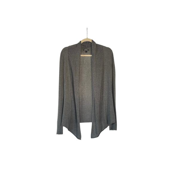 Express Open Front Cardigan Gray Mesh Small - Picture 1 of 8